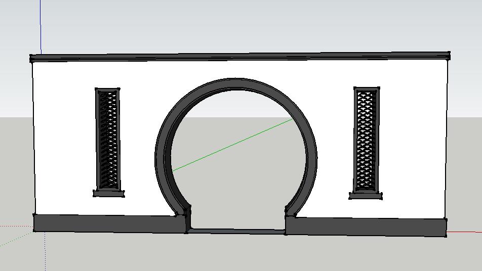 月洞门景墙su模型