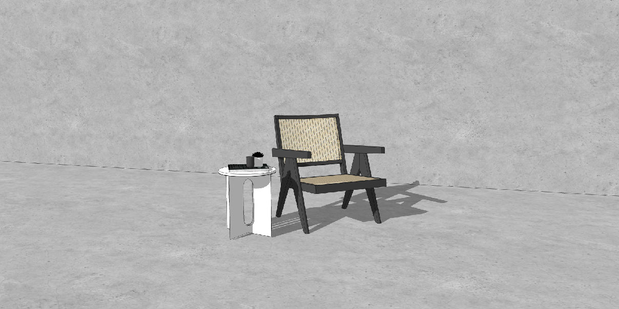 昌迪加尔椅 藤编椅 休闲椅软装 v字椅su模型