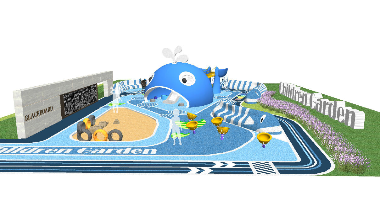 海洋主题儿童乐园鲸鱼游乐场游乐设施1su模型 儿童游乐器械su模型