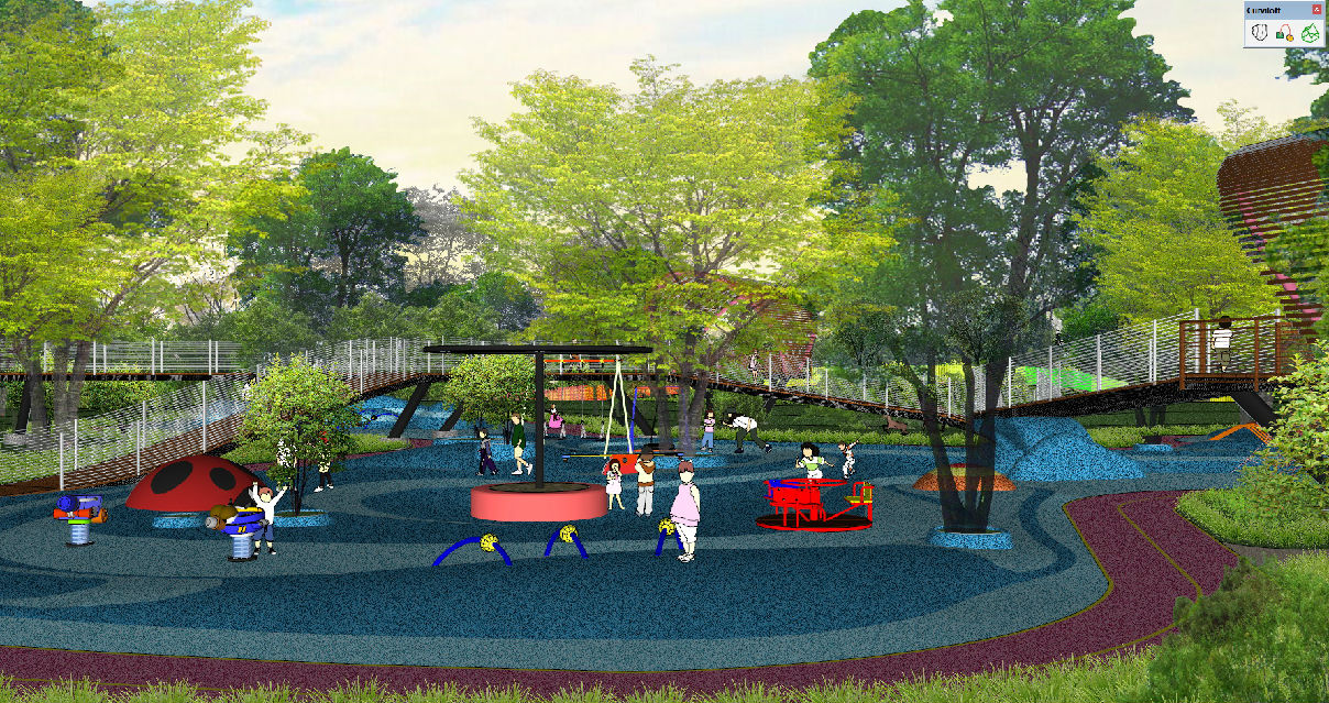 景观儿童活动广场植物游乐su模型校园景观su模型