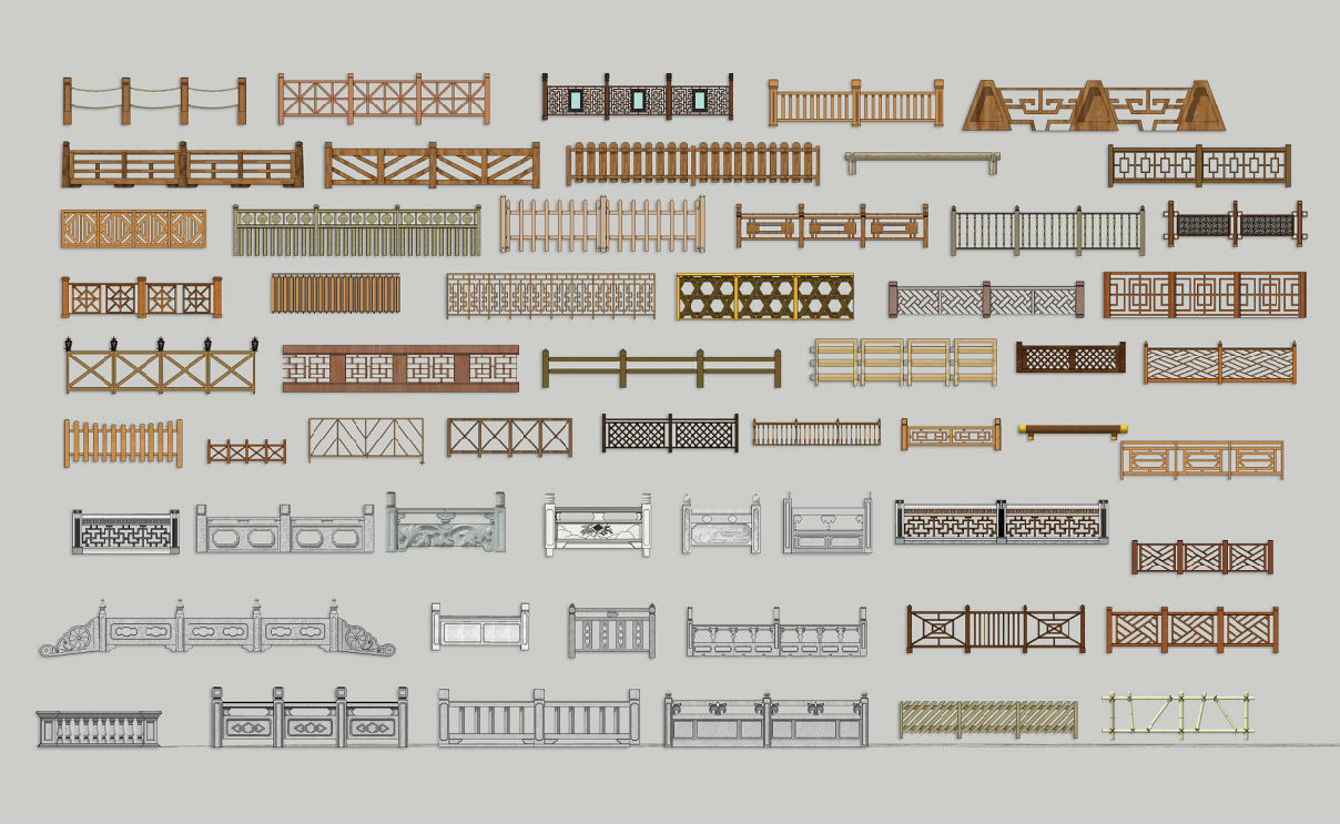 石材栏杆su模型