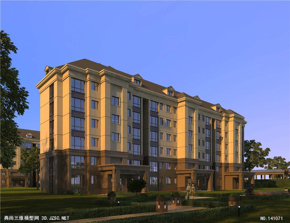 室外建筑效果图3d全模型渲染建筑场景素材库-效果图全
