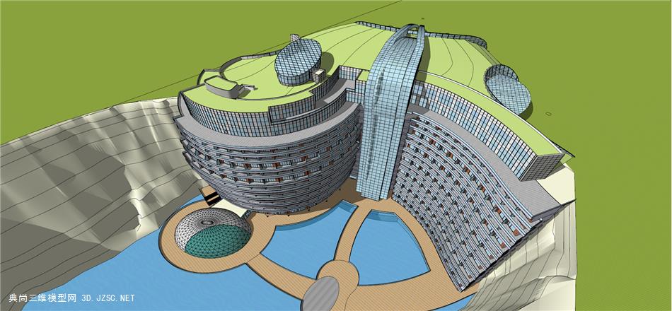上海松江世茂深坑酒店_1级根模型总体模型13atkinssu模型su模型 酒店