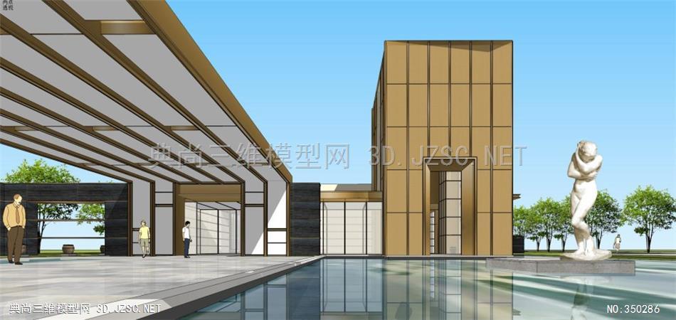 现代风格售楼部su精细模型帅超级精细su模型 su建筑三维模型su模型