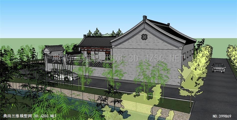 乡村农村民居古建筑房子四合院景墙影壁墙大门围墙-3d.720kusu模型