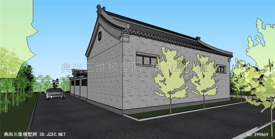 乡村农村民居古建筑房子四合院景墙影壁墙大门围墙-3d.720kusu模型