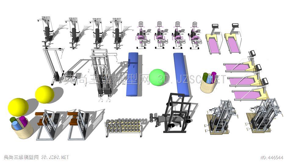 室内健身器材组合2su模型 运动健身器材su模型
