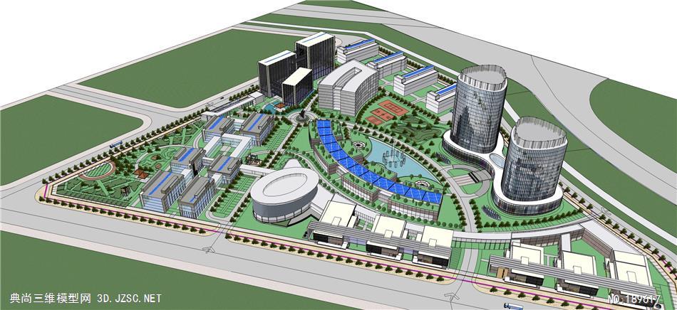 su工业园产业园工业大楼新疆创新科技园设计su模型