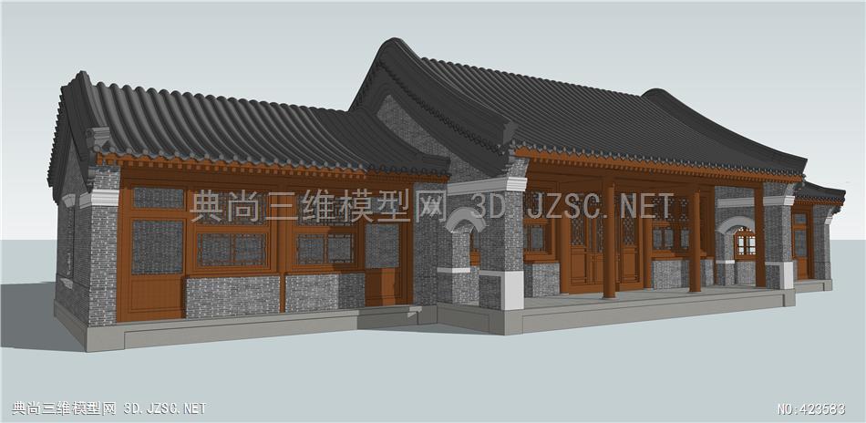 精品古建清代北方古民居卷棚硬山式精细模型001su模型