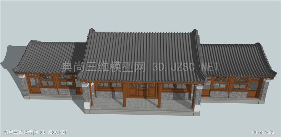 精品古建清代北方古民居卷棚硬山式精细模型001su模型