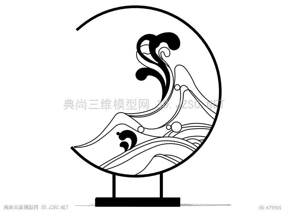 景观雕塑su模型新中式摆件4