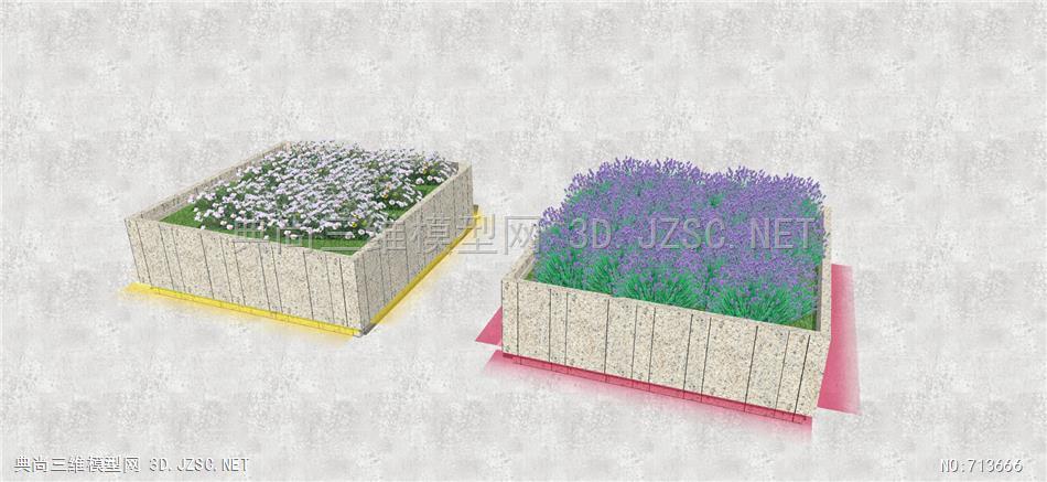 花坛花钵花草花灯带发光带建筑灯带树池灯带su模型