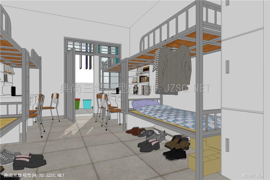 原创海南大学宿舍su模型 室内工装su模型