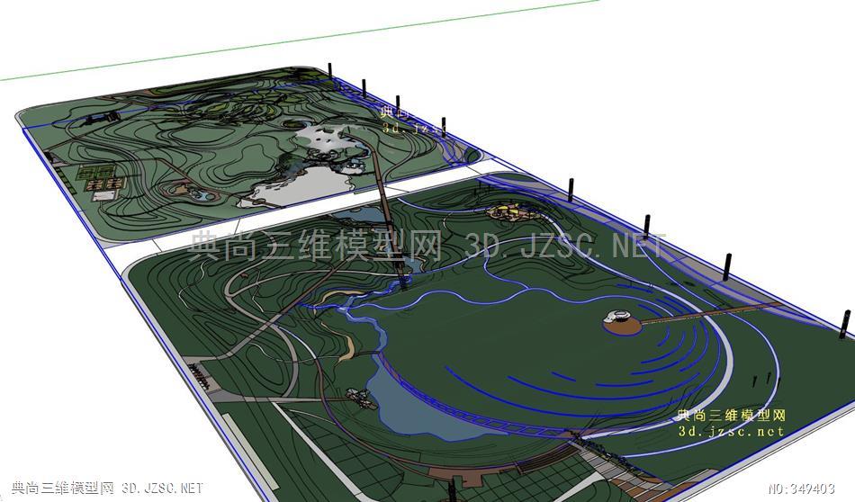 广场滨水公园sketchup模型66体育公园 skp模型下载 草图大师模型