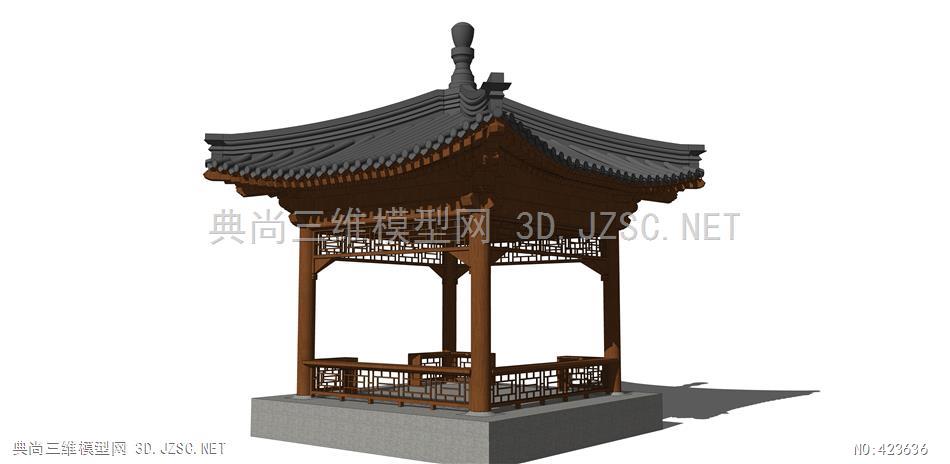 (精品)古建清代北方四角亭超精细木结构模型001su模型