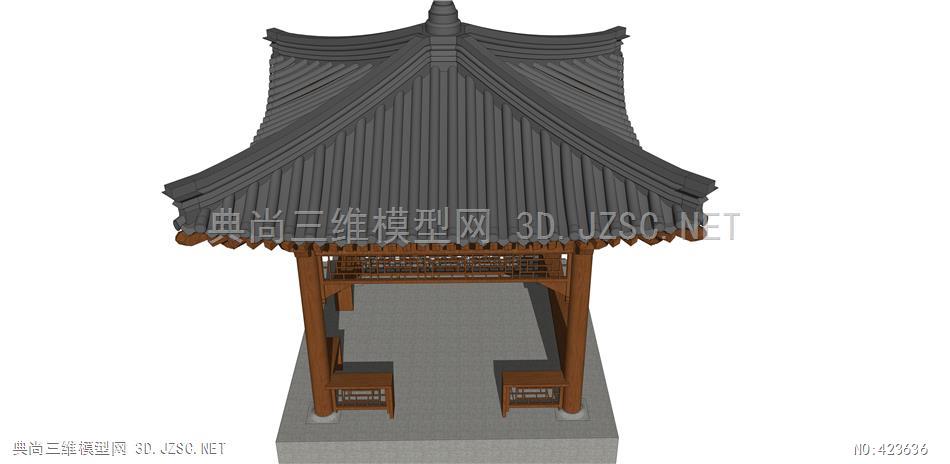 (精品)古建清代北方四角亭超精细木结构模型001su模型