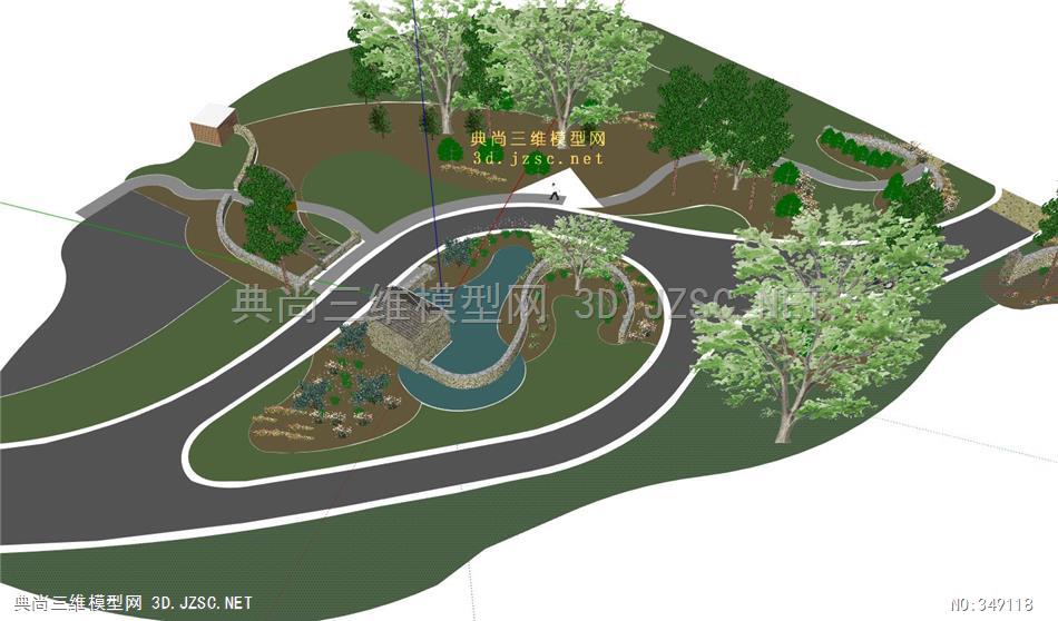 公园节点222私蓄素材公园园林景观模型 skp模型下载 草图大师模型su