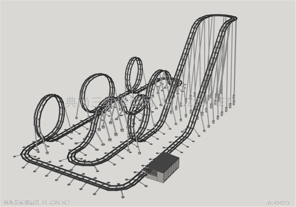 游乐场游乐园设施娱乐过山车44su模型