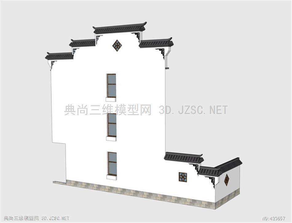 马头墙(03)su模型 围墙su模型