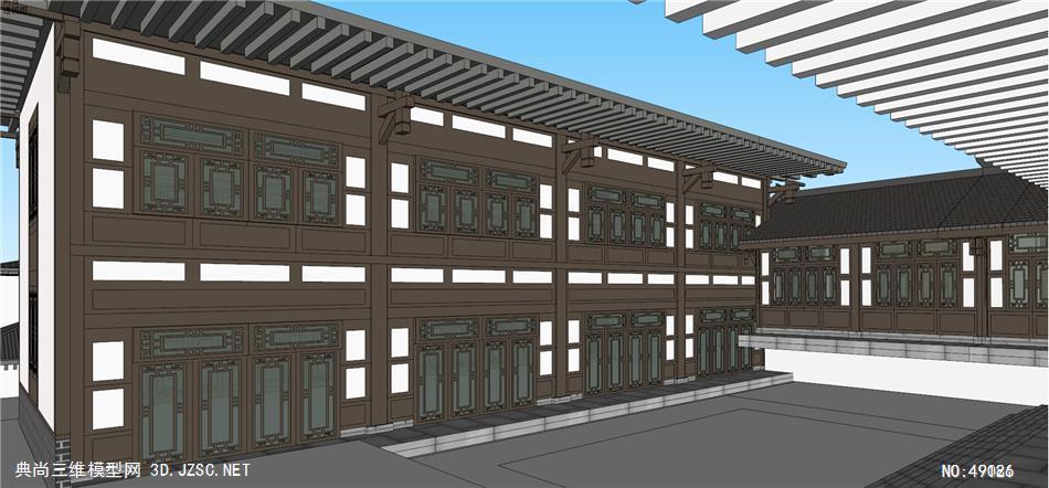 一个秦汉风格的古镇仿古 su模型 3dsu模型