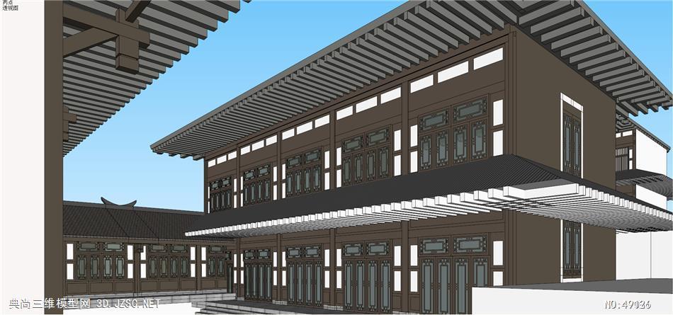 一个秦汉风格的古镇仿古 su模型 3dsu模型