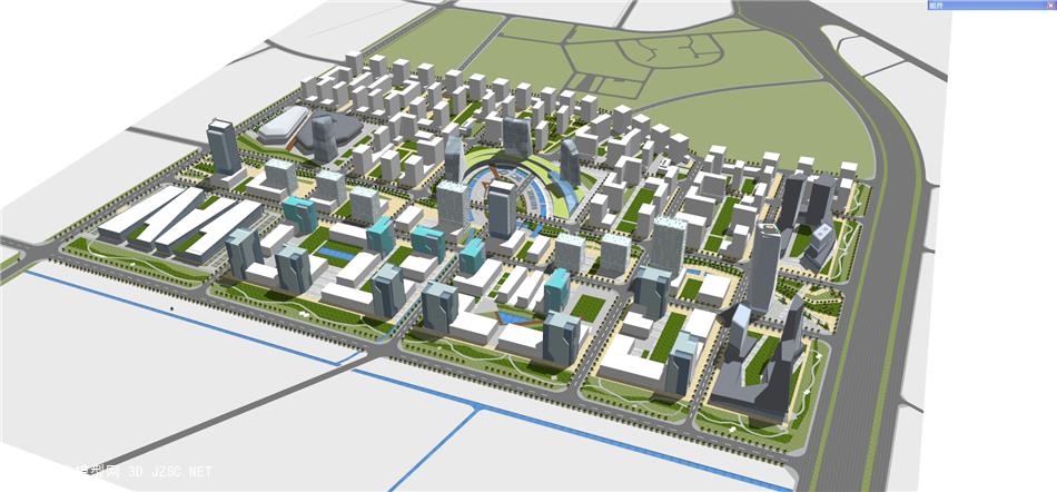 温江农科城城市设计su模型su模型 商业综合体su模型