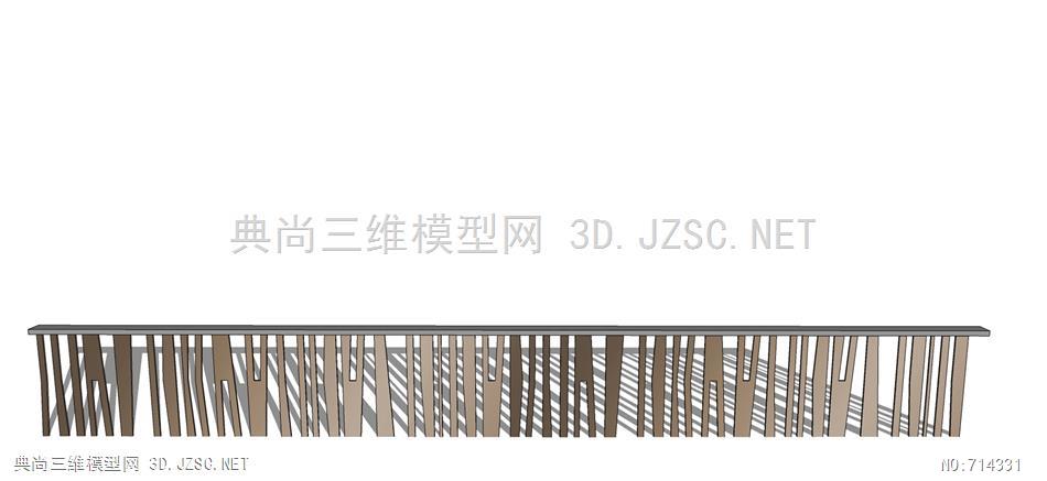 新中式风格栏杆 围栏 围墙护栏 铁艺栏杆 创意栏杆su模型