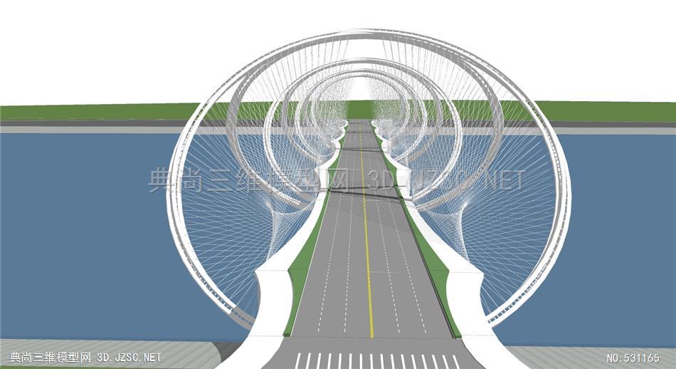 时光隧道景观桥景区公园网红桥su模型
