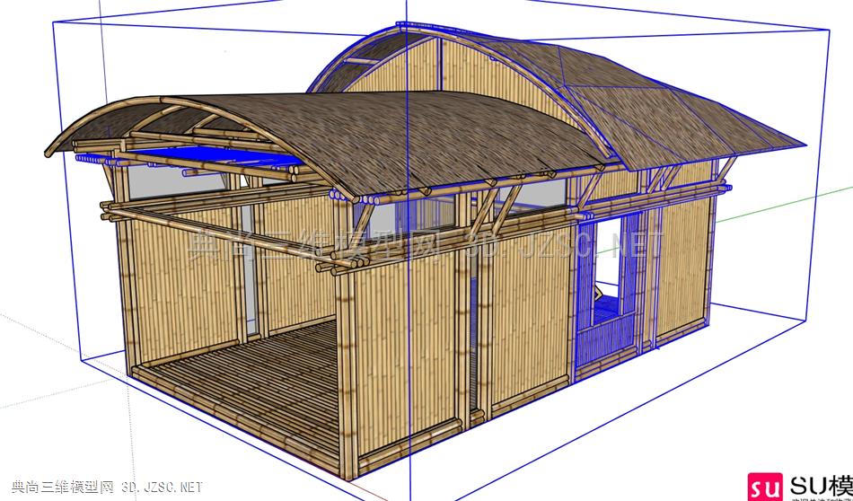 竹文化模型4竹子建筑竹房子竹建筑sketchup模型skp模型su模型