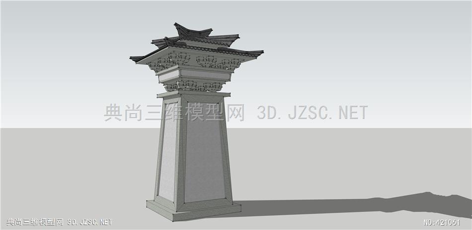 精品古建汉阙001su模型