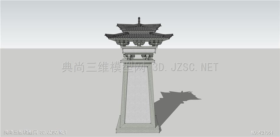 精品古建汉阙001su模型