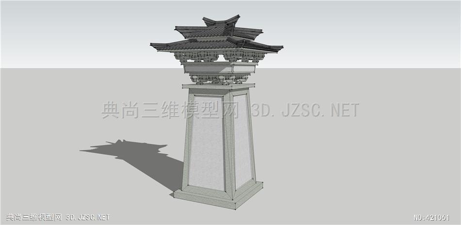 精品古建汉阙001su模型