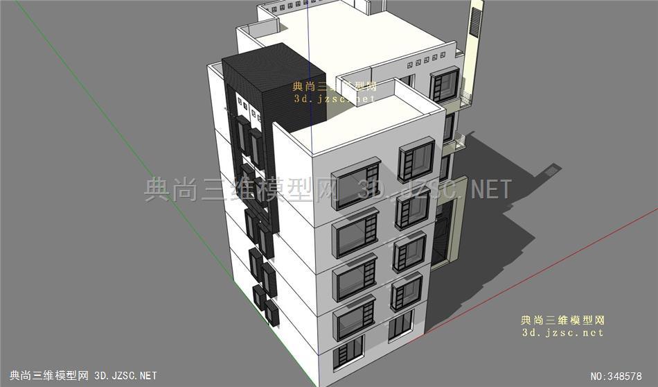 住宅拐角户型su草图大师居住区小区景观规划设计模型