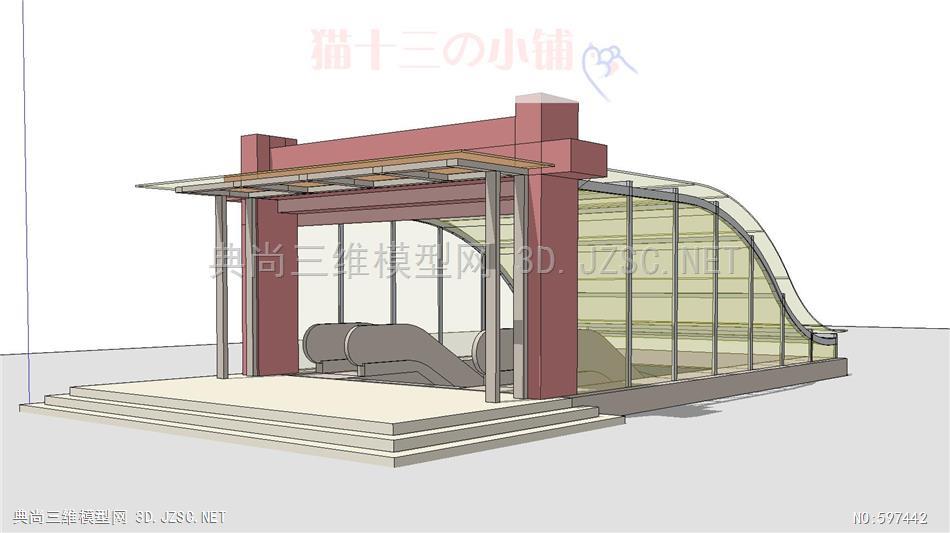 旅游度假村景观su模型地铁口mss