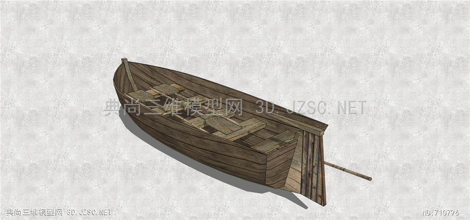 新中式风格古代船 独木舟 独木船 木船 古代船 孤舟su
