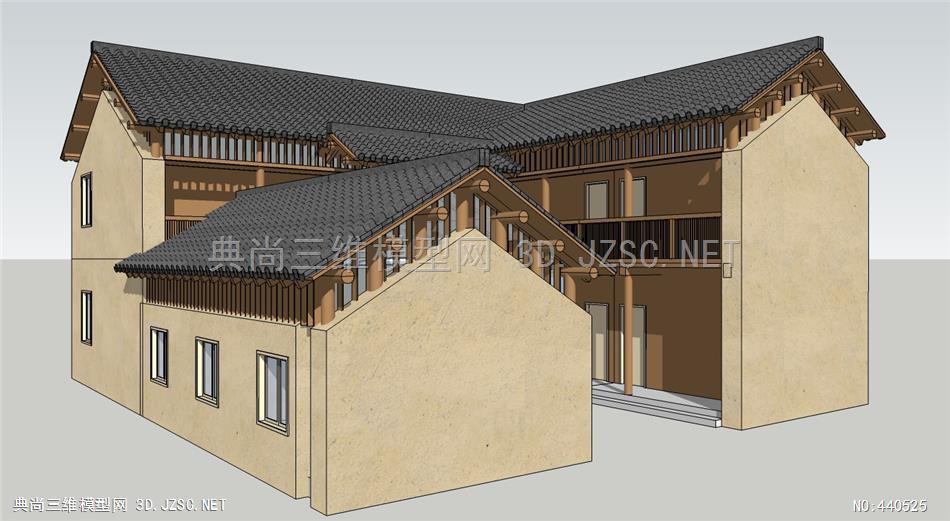 精品常用组合模型实体模型sketchup模型瓦房民宿梁仓25套