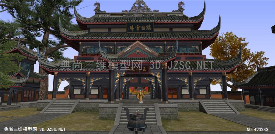 建筑景观小品su模型道观寺庙古建游戏场景
