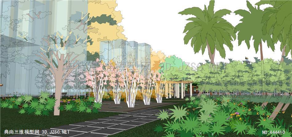 小区居住区景观节点su模型