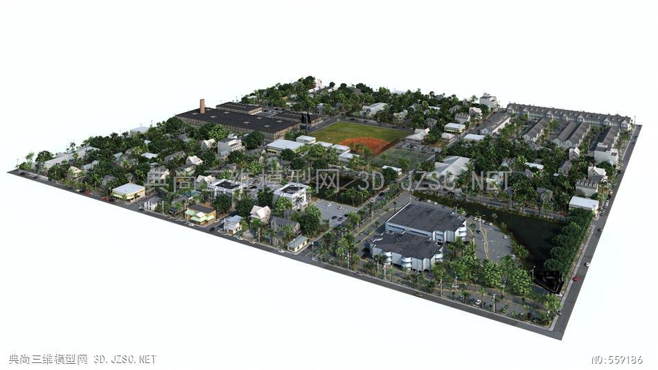 鸟瞰图 设计效果图 屏幕截图 录音设备max城市模型am131_city_001
