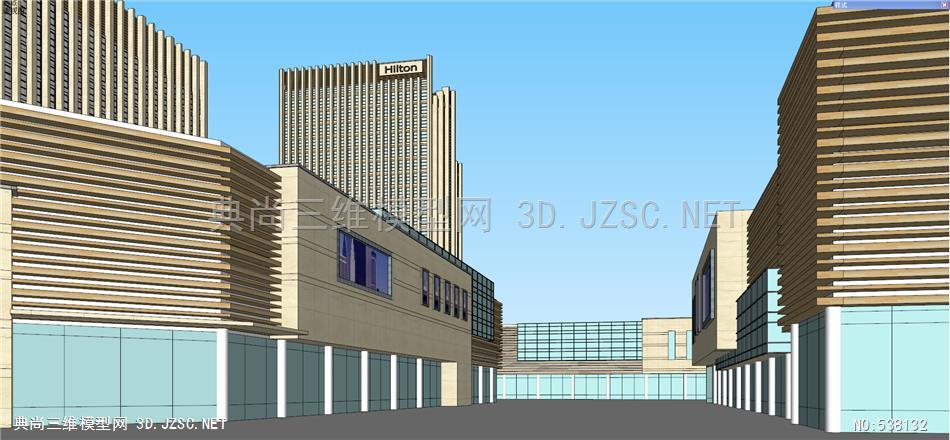 鸟瞰图 设计效果图 居民楼 街道商业综合体 商业街 办公 su精品模型