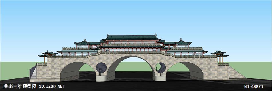 安顺廊桥好好好古代 su模型 3dsu模型