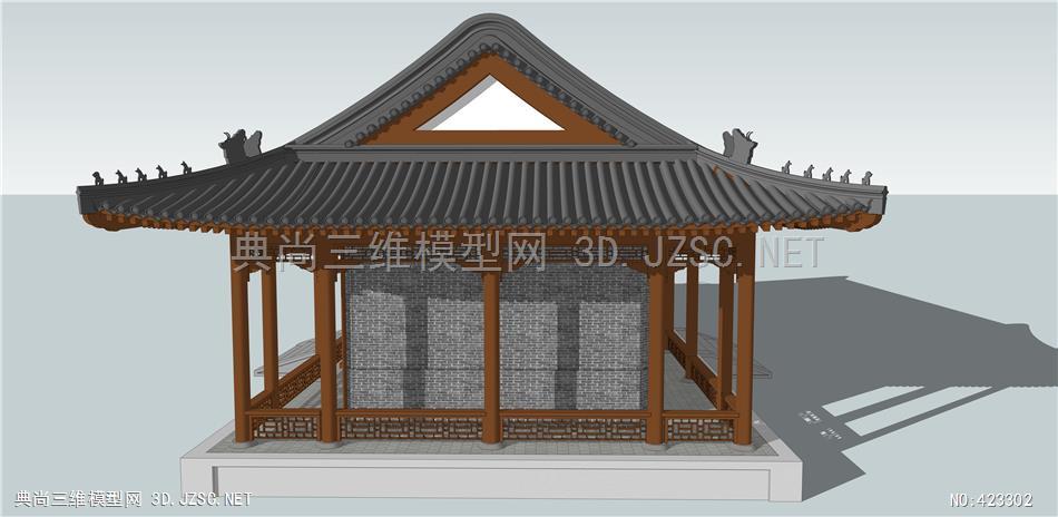 (精品)古建清代卷棚歇山金檩回廊式北方民居精细模型001su模型
