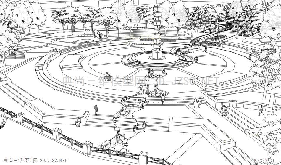 2东入口广场景观园林su模型 草图大师模型su模型