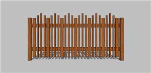 乡村农村木围栏护栏围墙格栅16su模型