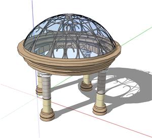 欧式建筑欧式亭景观新古典廊亭罗马柱圆亭铁艺40su模型