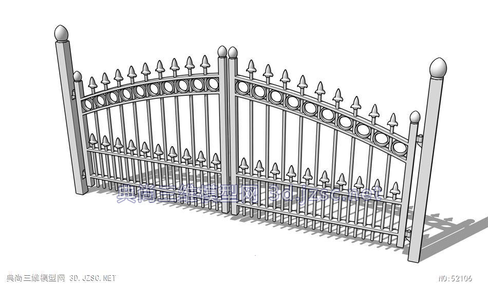 栏杆铁门013d模型