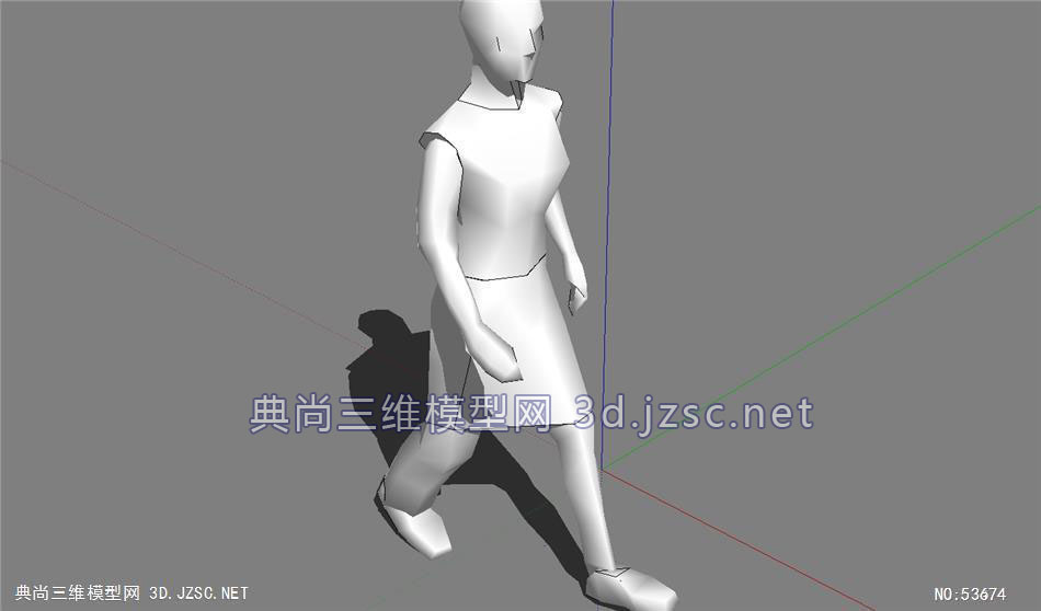 简单人物-女性行走现代写实人物su3d模型