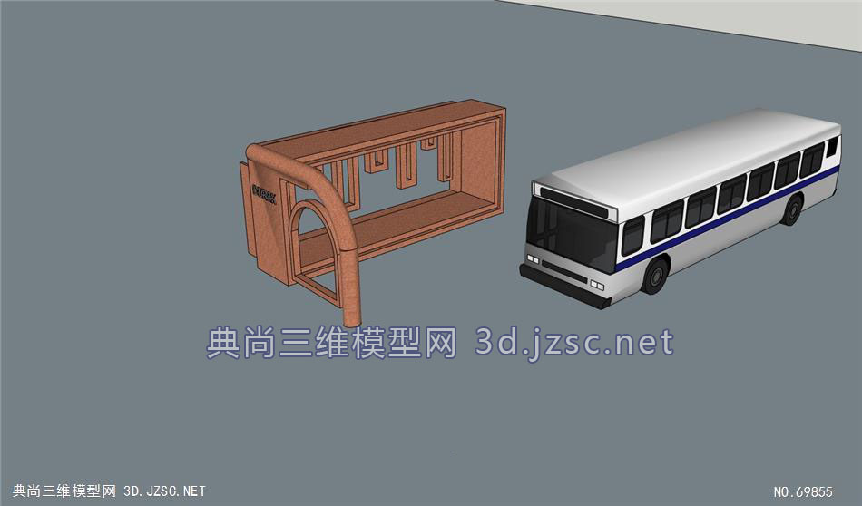 公交车站sketchup模型72su模型 景观小品模型su模型