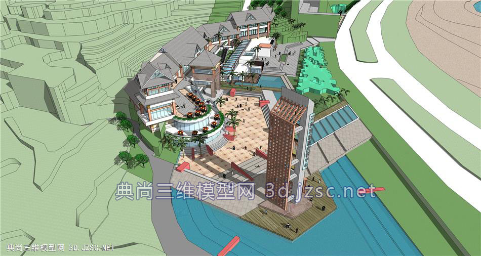 滨海度假酒店SketchUp模型 