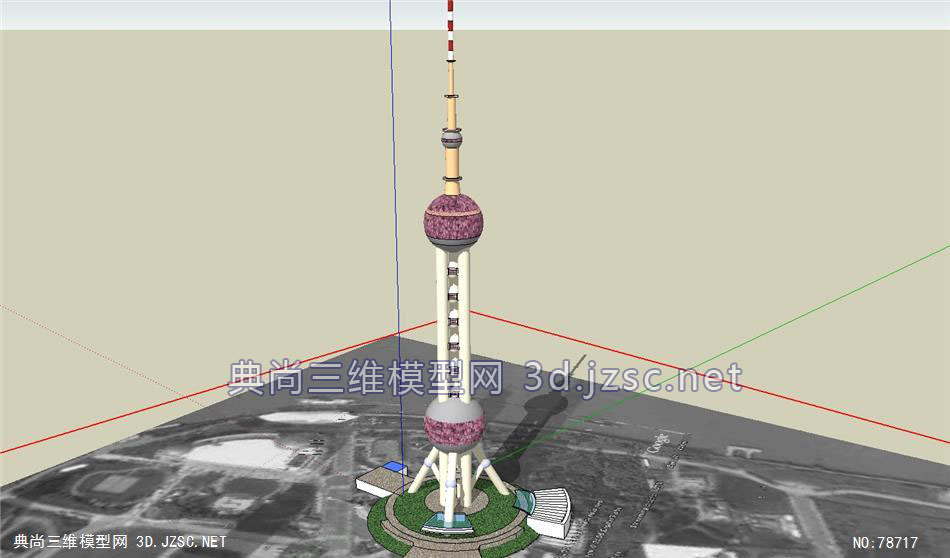 东方明珠塔建筑su模型su模型 景观塔su模型